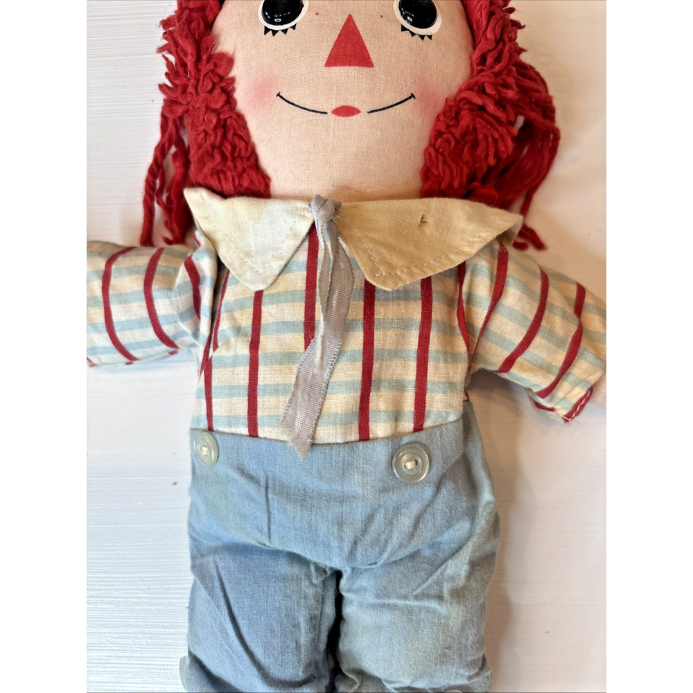 Vintage Knickerbocker Raggedy Ann Doll Plush Overalls Outfit Classic - Picture 6 of 16